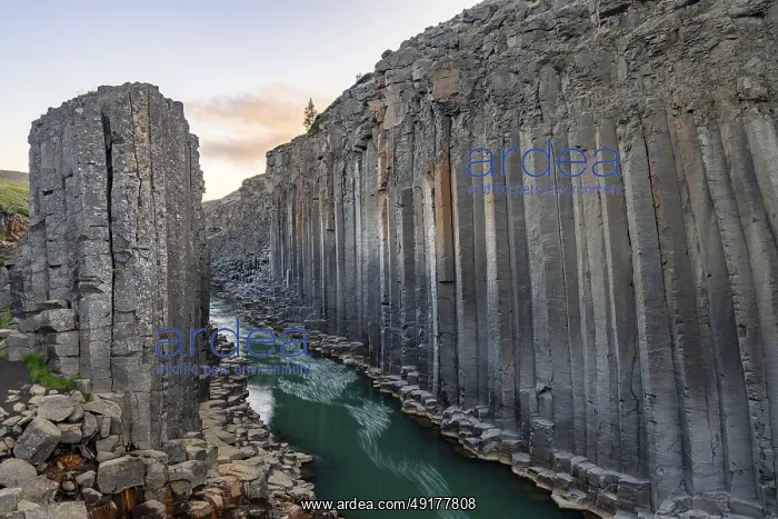  : Studlagil Basalt Canyon, gorge in the Jokuldalur Valley
