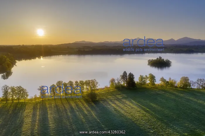 : Sunrise at Lake Staffelsee near Uffing at Staffelsee : Sunrise at Lake Staffelsee near Uffing at Staffelsee