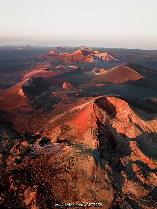 : Sunrise volcanic crater, crater landscape, Timanfaya : Sunrise volcanic crater, crater landscape, Timanfaya