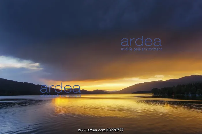 : Sunset clouds over Whitefish Lake in Whitefish : Sunset clouds over Whitefish Lake in Whitefish