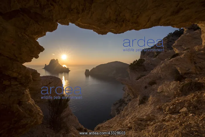 : Sunset on Es Vedra island, Baleares Island, Spain : Sunset on Es Vedra island, Baleares Island, Spain