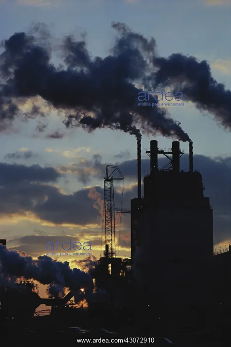 : Sunset Behind Smoke Stacks : Sunset Behind Smoke Stacks