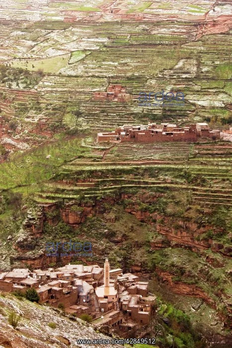 : Terraced hillsides with berber houses near Ait : Terraced hillsides with berber houses near Ait