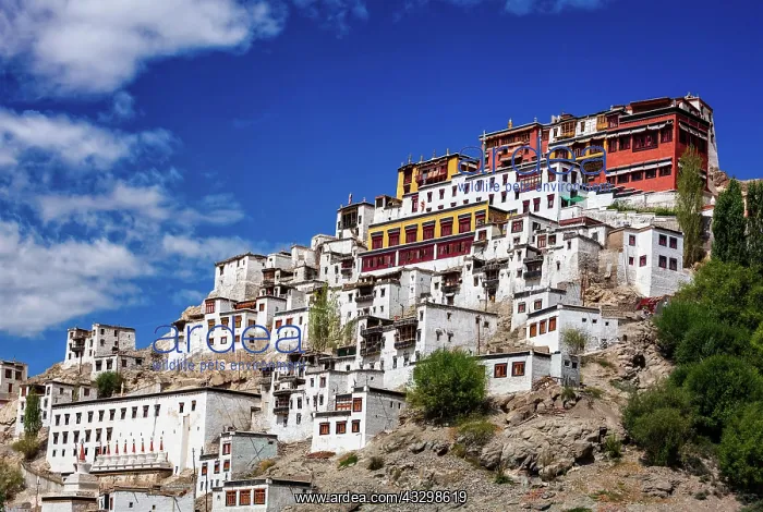 : Thiksey gompa (Tibetan Buddhist monastery) in Himalayas : Thiksey gompa (Tibetan Buddhist monastery) in Himalayas