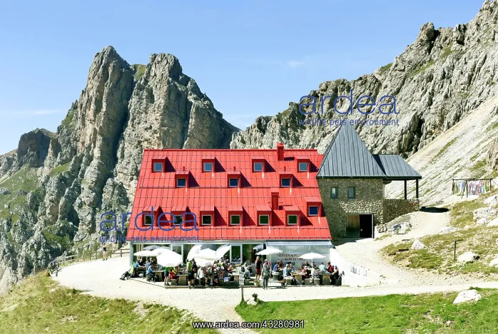 : Tierser-Alpl-H&, x34d2582d;ountain hut below the : Tierser-Alpl-H&, x34d2582d;ountain hut below the