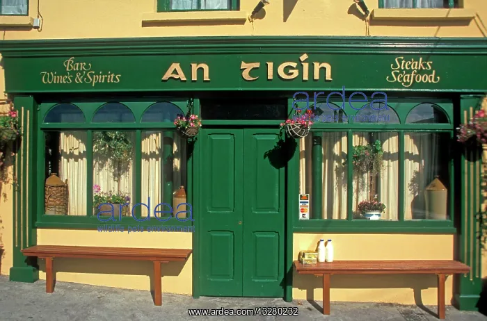 : An Tigin Pub facade, Schull or Skull, Ireland, Europe : An Tigin Pub facade, Schull or Skull, Ireland, Europe