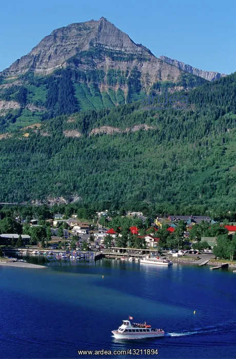 : Tour boat on Upper Waterton Lake in Waterton : Tour boat on Upper Waterton Lake in Waterton