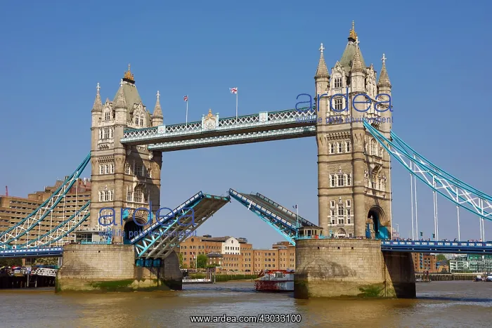  : Tower Bridge raised on the River Thames, London