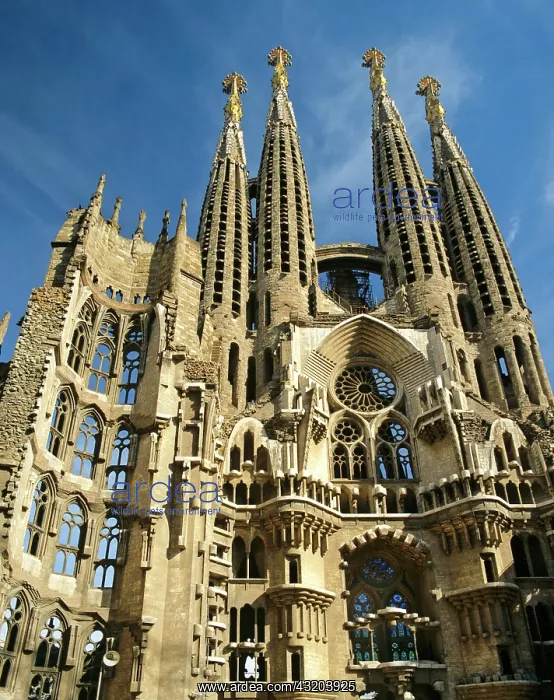 : Towers of the Sagrada Familia temple, Gaudi, Barcelona : Towers of the Sagrada Familia temple, Gaudi, Barcelona
