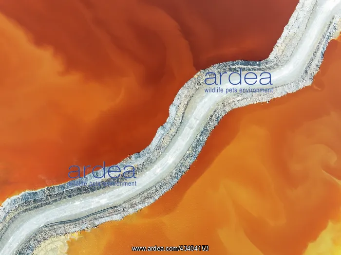 : Track crossing a waste pond in the mineral-rich : Track crossing a waste pond in the mineral-rich