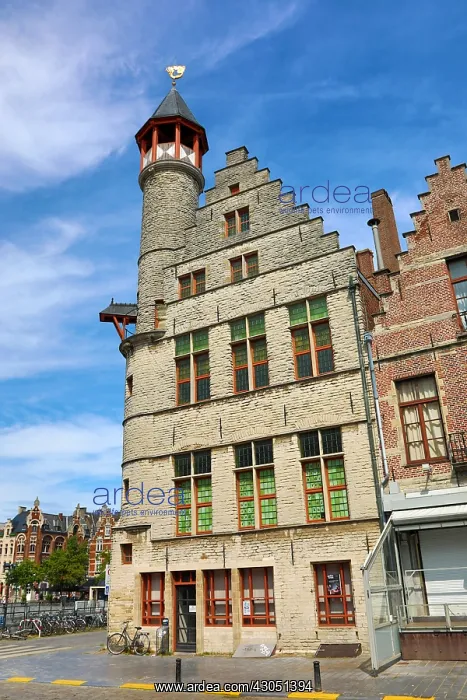 : Traditional architecture of buildings on the Vrijdagmarkt : Traditional architecture of buildings on the Vrijdagmarkt