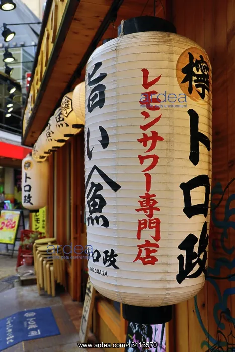 : Traditional lanterns on the Toromasa Restaurant in West Shin : Traditional lanterns on the Toromasa Restaurant in West Shin