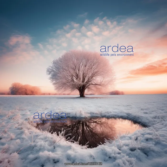 : Tree with its reflection in a winter landscape at : Tree with its reflection in a winter landscape at