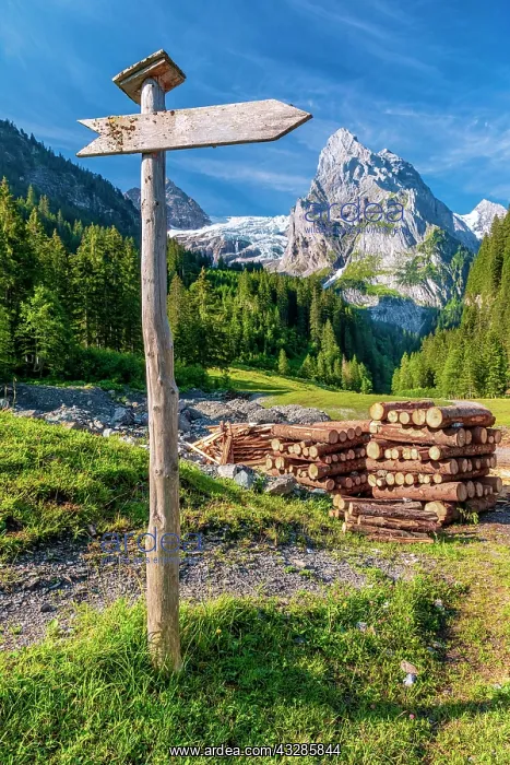 : Trekking signpost in the area around Mount Wellhorn : Trekking signpost in the area around Mount Wellhorn