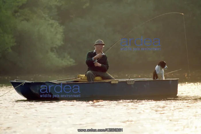 : Trout Fishing - from boat on lake : Trout Fishing - from boat on lake