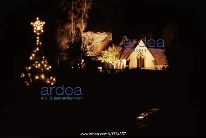 : Turville Church at Christmas at night : Turville Church at Christmas at night