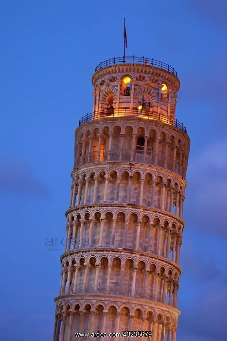 : Twilight below the Leaning Tower of Pisa : Twilight below the Leaning Tower of Pisa
