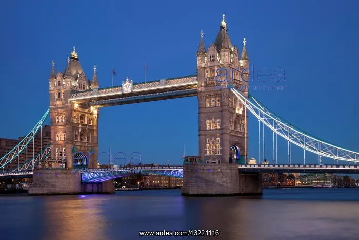 : Twilight over the Tower Bridge and River : Twilight over the Tower Bridge and River