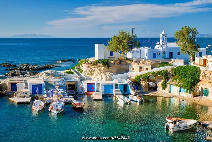 : Typical Greece scenic island view, small harbor : Typical Greece scenic island view, small harbor