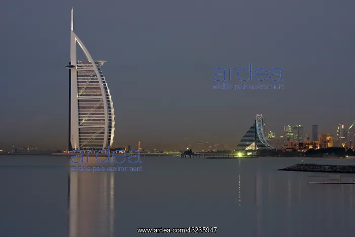 : UAE, Dubai. Skyline with Burj al Arab and : UAE, Dubai. Skyline with Burj al Arab and