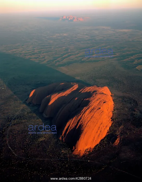 : Uluru (Ayers Rock) at sunrise, aerial : Uluru (Ayers Rock) at sunrise, aerial