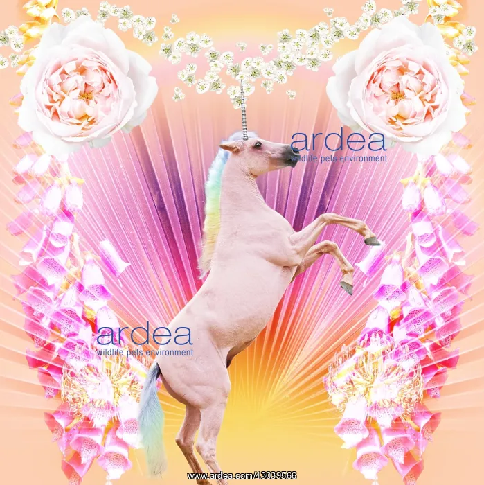 : Unicorn, surrounded by flowers : Unicorn, surrounded by flowers