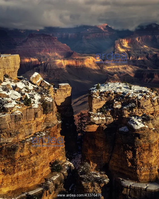 : USA, Arizona, Grand Canyon. Winter sunset on canyon : USA, Arizona, Grand Canyon. Winter sunset on canyon