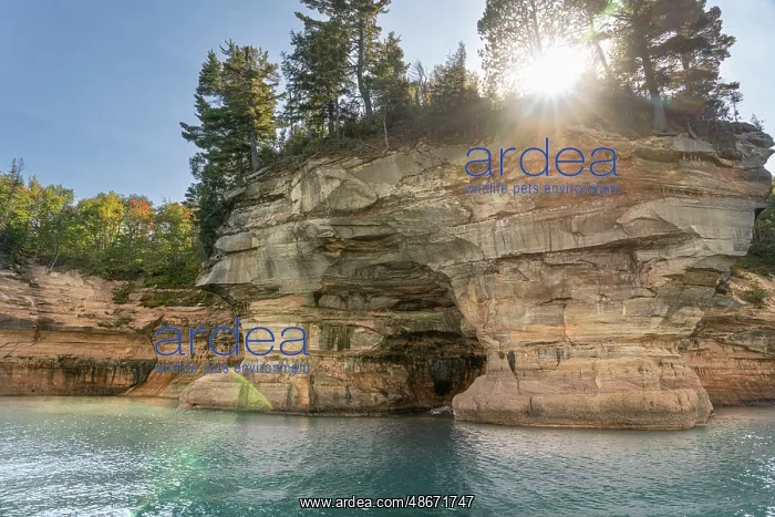 : USA, Michigan, Pictured Rocks National Lakeshore. Eroded : USA, Michigan, Pictured Rocks National Lakeshore. Eroded