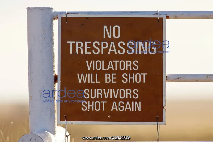  : USA - no Trespassing sign in the Texas Panhandle