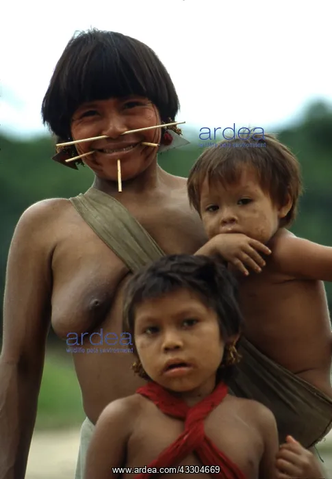 : Venezuela - Yanomamo Indian mother & children : Venezuela - Yanomamo Indian mother & children