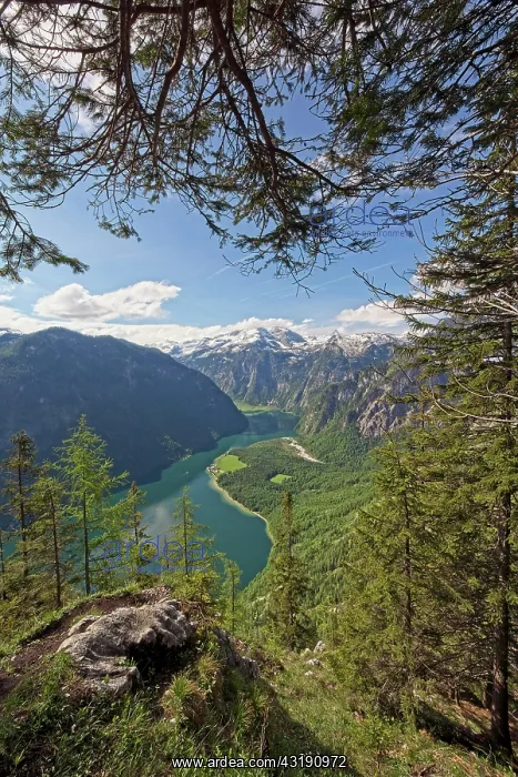 : View from the Archenkanzel of the Knnigssee with : View from the Archenkanzel of the Knnigssee with