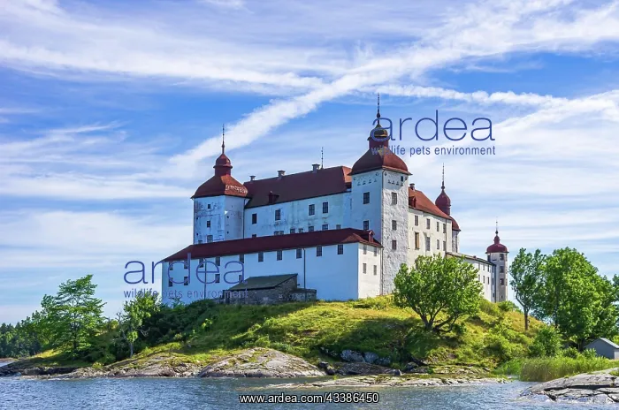 : View of baroque Lcckn Castle on K llandsn in Vcnern : View of baroque Lcckn Castle on K llandsn in Vcnern