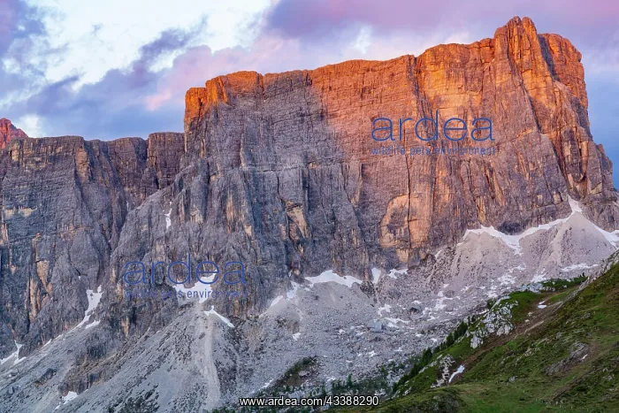 : View of the evening light on Langkofel Group in : View of the evening light on Langkofel Group in