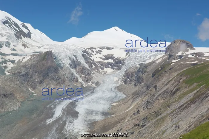 : View over glacier Pasterze to the mountain Johannisberg : View over glacier Pasterze to the mountain Johannisberg