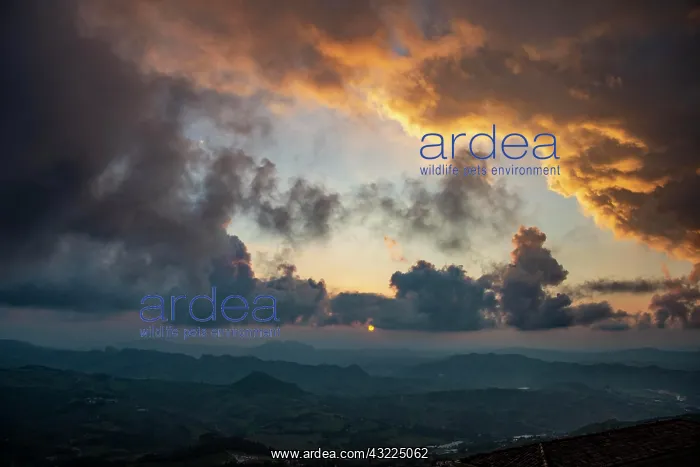 : View over hilly landscape of San Marino, sunset : View over hilly landscape of San Marino, sunset