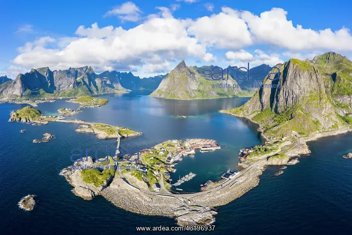 : View of islands, fjord and mountains, fishing villages : View of islands, fjord and mountains, fishing villages