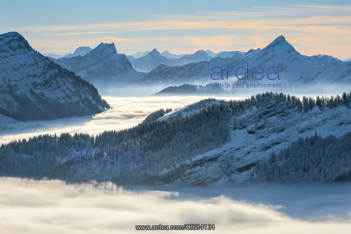 : View from the Kronberg in the canton of Appezell towards the : View from the Kronberg in the canton of Appezell towards the