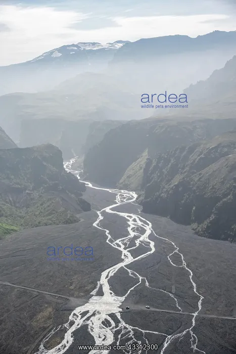: View into mountain valley with river Hvanna, at : View into mountain valley with river Hvanna, at