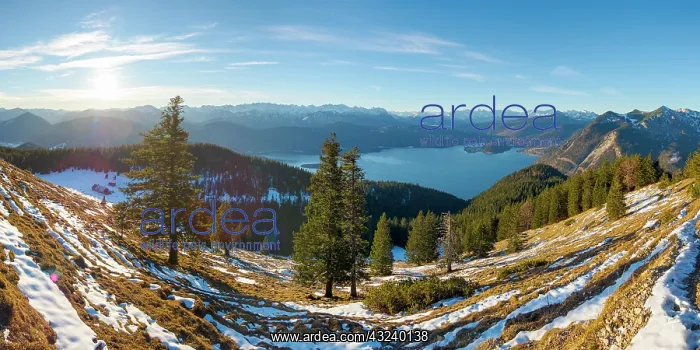 : View from Mt. Jochberg near lake Walchensee towards : View from Mt. Jochberg near lake Walchensee towards