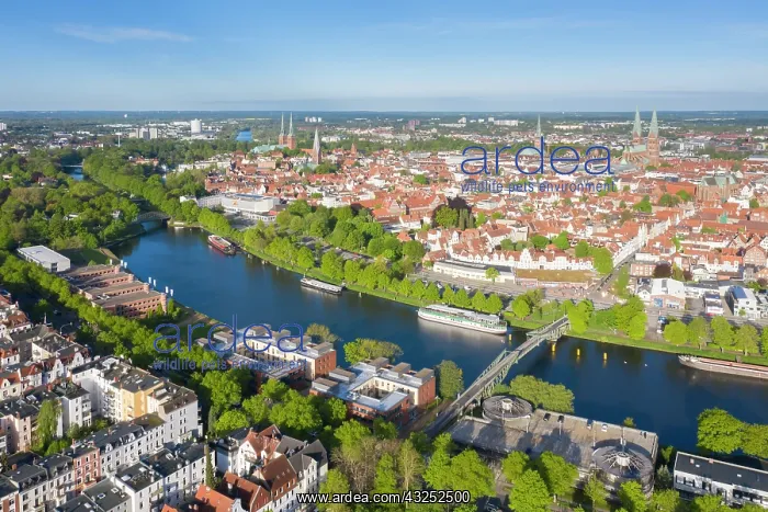 : View of the old town and churches of Luebeck - Hanseatic : View of the old town and churches of Luebeck - Hanseatic