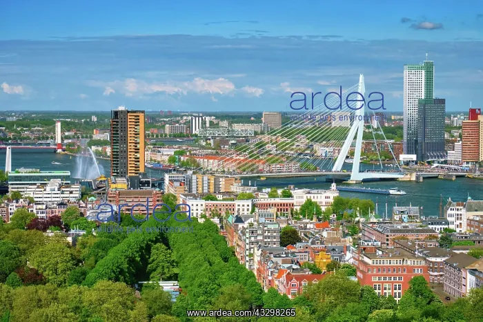 : View of Rotterdam city and the Erasmus bridge Erasmusbrug : View of Rotterdam city and the Erasmus bridge Erasmusbrug
