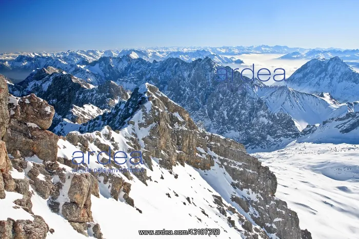 : View from the summit of the Zugspitze, Bavaria : View from the summit of the Zugspitze, Bavaria