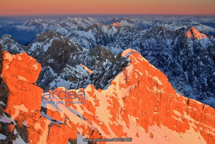 : View from the summit of the Zugspitze, Bavaria : View from the summit of the Zugspitze, Bavaria