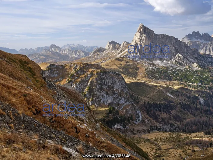 : View of the surrounding mountains, Autumn, Forcella : View of the surrounding mountains, Autumn, Forcella