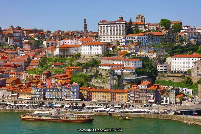: View of the town and River Douro in Porto, Portugal : View of the town and River Douro in Porto, Portugal