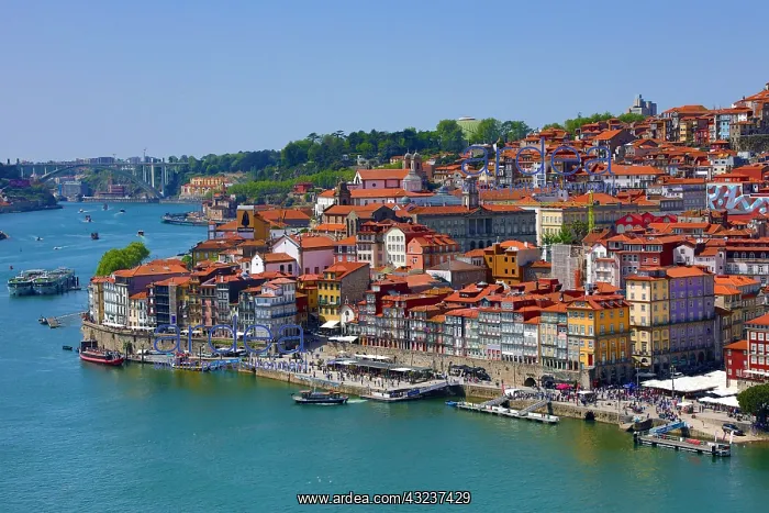 : View of the town and River Douro in Porto, Portugal : View of the town and River Douro in Porto, Portugal