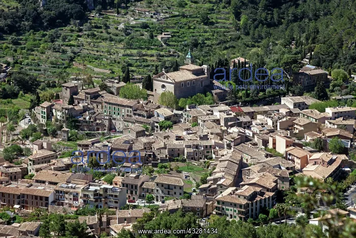 : View on Valldemossa with Carthusian monastery Sa : View on Valldemossa with Carthusian monastery Sa