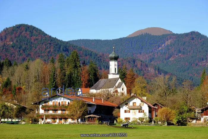 : Village Jachenau with Jochberg, Isarwinkel, Upper : Village Jachenau with Jochberg, Isarwinkel, Upper