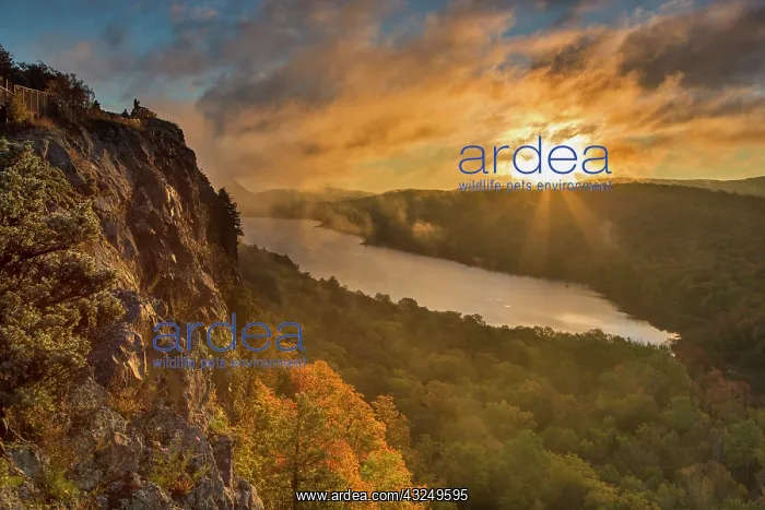 : Vivid sunrise over Lake of the Clouds in : Vivid sunrise over Lake of the Clouds in