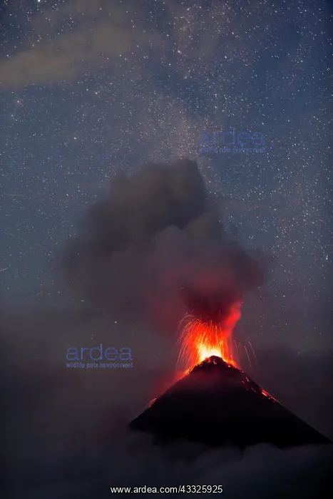 : Volc n de Fuego (Volcano of fire) eruption at ni : Volc n de Fuego (Volcano of fire) eruption at ni